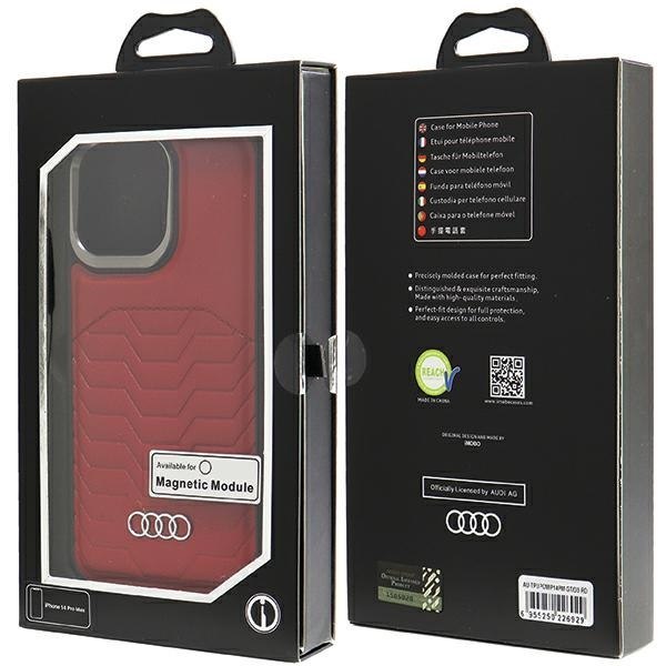 Audi Synthetic Leather MagSafe iPhone 14 Pro Max 6.7" czerwony/red hardcase
